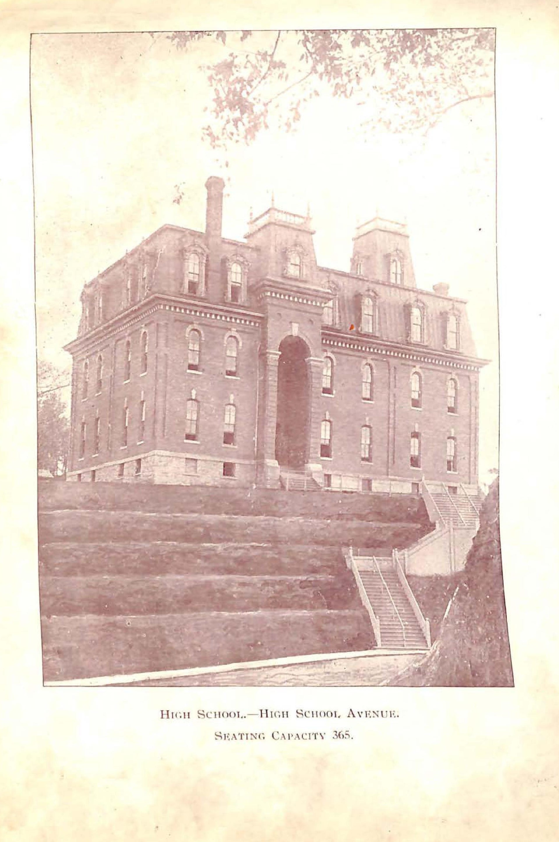 Photograph of the Council Bluffs High School from the 1897 senior annual