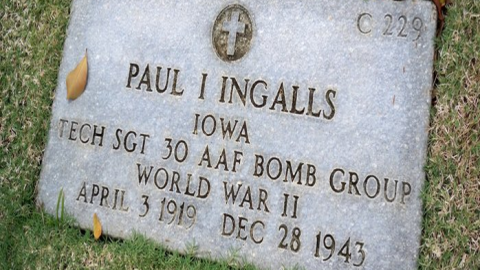 Headstone of Paul Ingalls from the National Memorial Cemetery of the Pacific