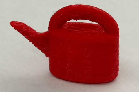 a red 3D printed watering can