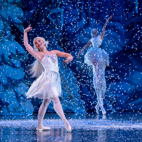 Ballet dancers in the snow.