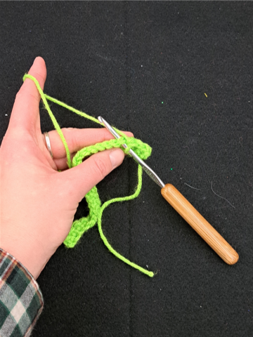 Yarn and crochet hook.