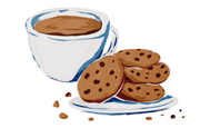 Plate of cookies and a cup of coffee