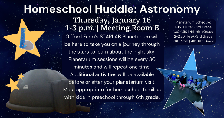 Homeschool Huddle: Astronomy. January 16.